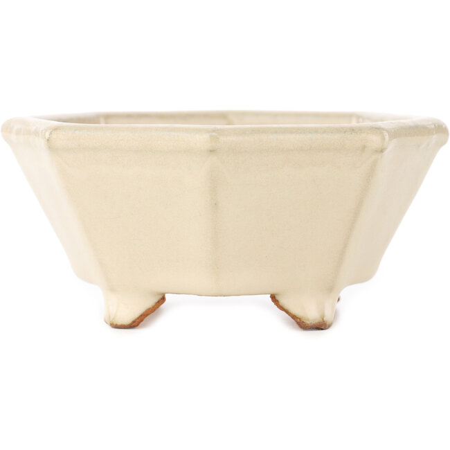 Achthoekige gebroken witte bonsaipot van Hattori - 125 x 125 x 55 mm