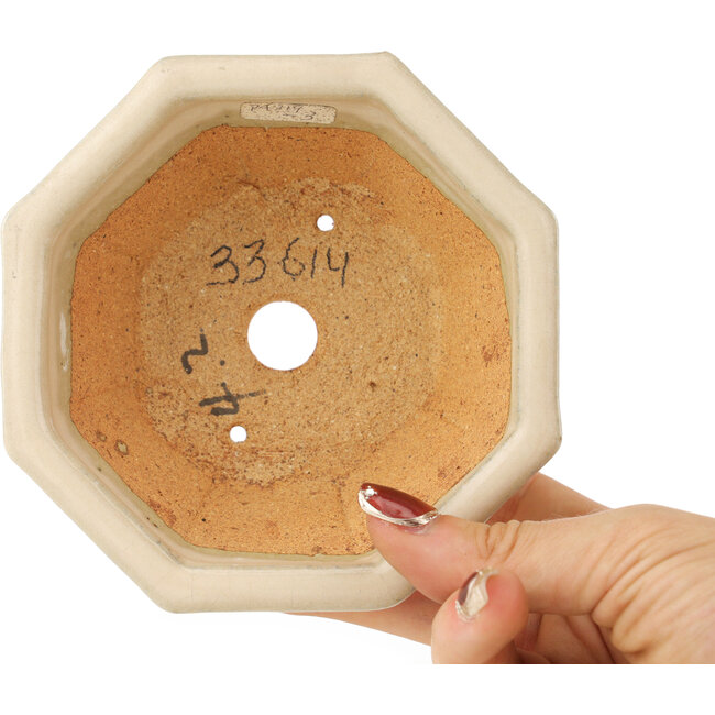 Achthoekige gebroken witte bonsaipot van Hattori - 125 x 125 x 55 mm