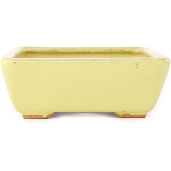 Pot à bonsaï rectangulaire jaune de Hattori - 162 x 135 x 49 mm