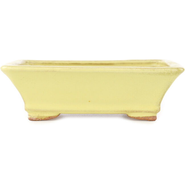 Pot à bonsaï rectangulaire jaune de Hattori - 163 x 138 x 50 mm