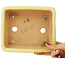 Rectangular yellow bonsai pot by Hattori - 162 x 135 x 49 mm