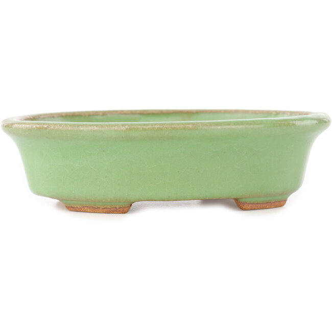 Vaso bonsai ovale verde di Hattori - 131 x 105 x 34 mm