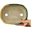 Pot à bonsaï ovale vert et jaune par Terahata Satomi Mazan - 162 x 122 x 47 mm