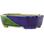 Pot à bonsaï ovale bleu et vert par Terahata Satomi Mazan - 162 x 122 x 47 mm
