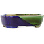 Pot à bonsaï ovale vert et bleu par Terahata Satomi Mazan - 162 x 122 x 47 mm