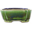 Pot à bonsaï ovale vert et bleu par Terahata Satomi Mazan - 162 x 122 x 47 mm