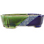Ovale groen en blauwe bonsaipot van Terahata Satomi Mazan - 162 x 122 x 47 mm