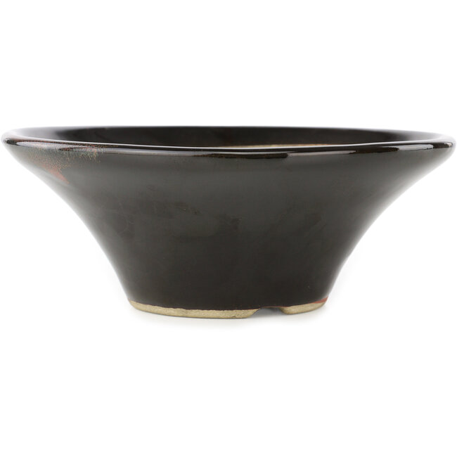 Maceta redonda para bonsái marrón de Terahata Satomi Mazan - 185 x 185 x 70 mm