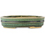 Pot à bonsaï ovale vert de Shibakatsu - 153 x 127 x 37 mm