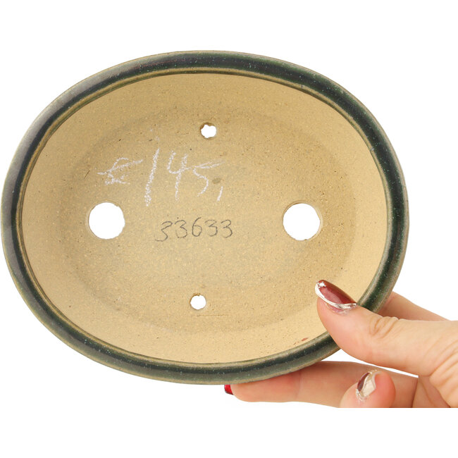 Maceta ovalada verde para bonsái de Shibakatsu - 155 x 126 x 40 mm