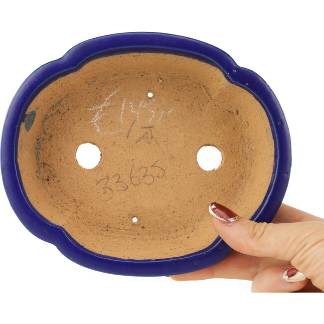 Pot à bonsaï Mokko bleu foncé de Shibakatsu - 160 x 135 x 45 mm