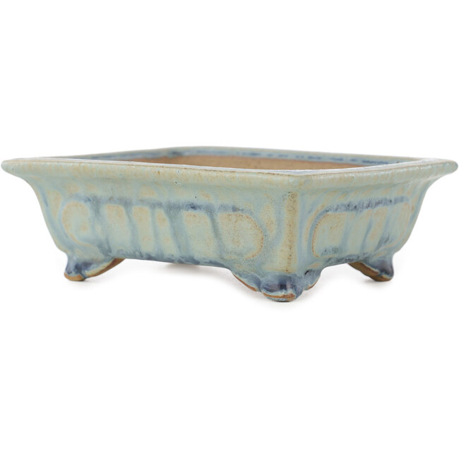 Rechthoekige blauwe bonsai pot van Shibakatsu - 133 x 103 x 42 mm