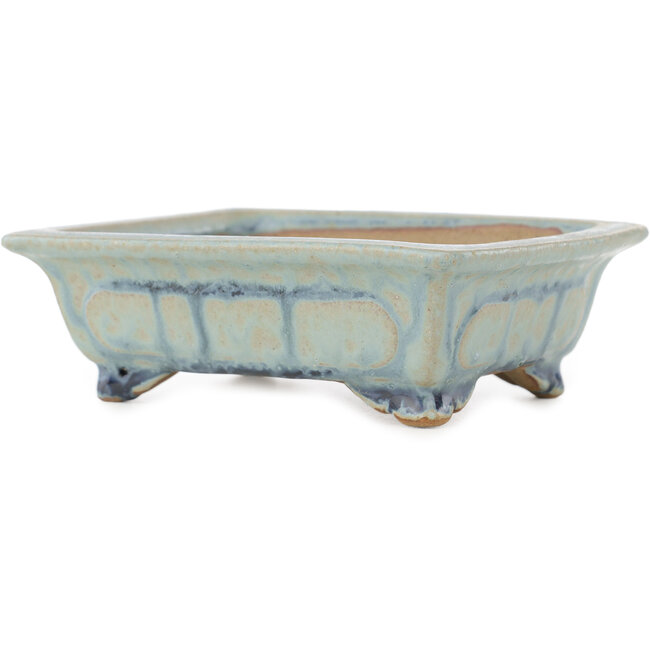 Rectangular blue bonsai pot by Shibakatsu - 133 x 103 x 42 mm