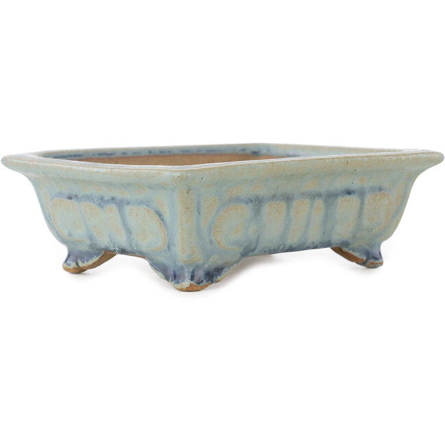 Pot à bonsaï rectangulaire bleu de Shibakatsu - 133 x 103 x 42 mm