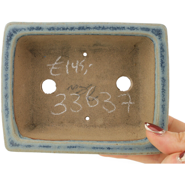 Pot à bonsaï rectangulaire bleu de Shibakatsu - 133 x 103 x 42 mm