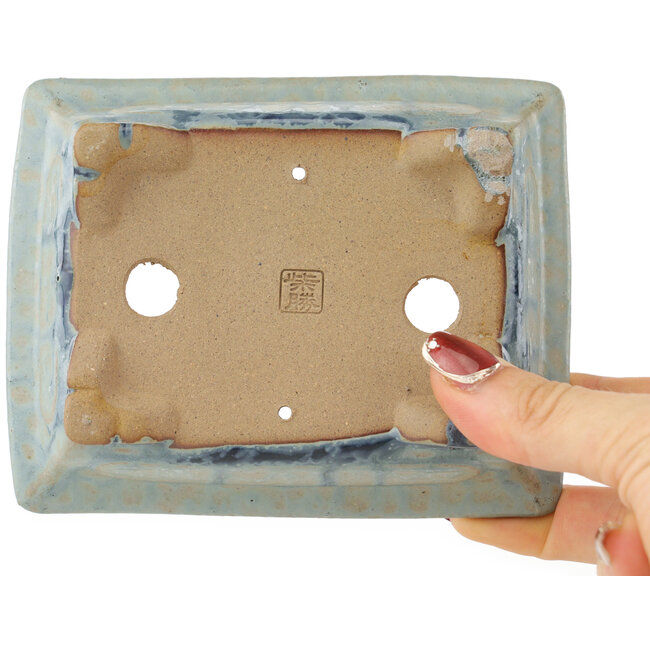 Rechthoekige blauwe bonsai pot van Shibakatsu - 133 x 103 x 42 mm