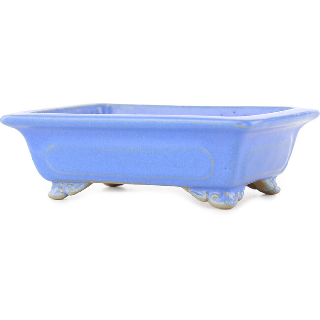 Pot à bonsaï rectangulaire bleu de Shibakatsu - 132 x 107 x 42 mm