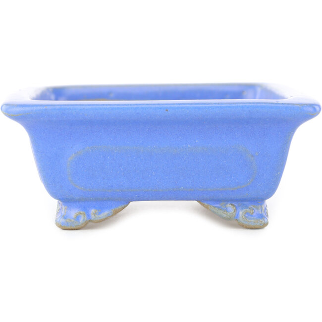 Rectangular blue bonsai pot by Shibakatsu - 132 x 107 x 42 mm