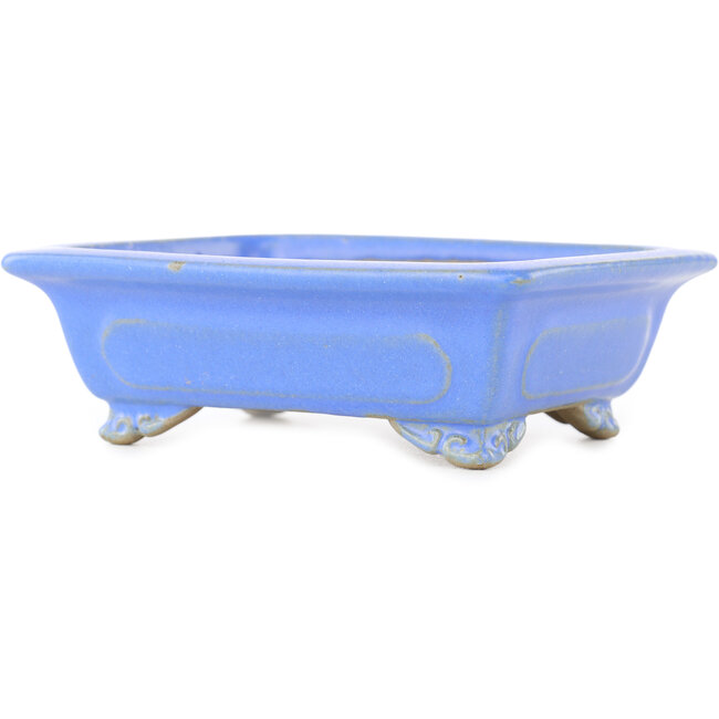 Rechthoekige blauwe bonsai pot van Shibakatsu - 132 x 107 x 42 mm