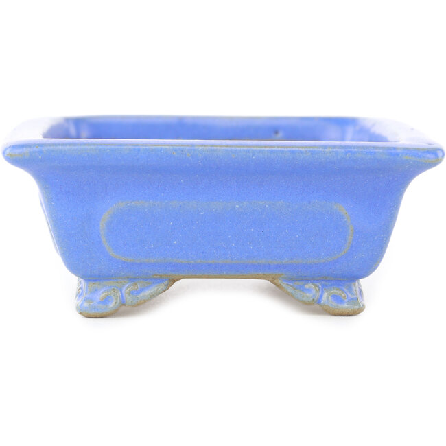 Pot à bonsaï rectangulaire bleu de Shibakatsu - 132 x 107 x 42 mm