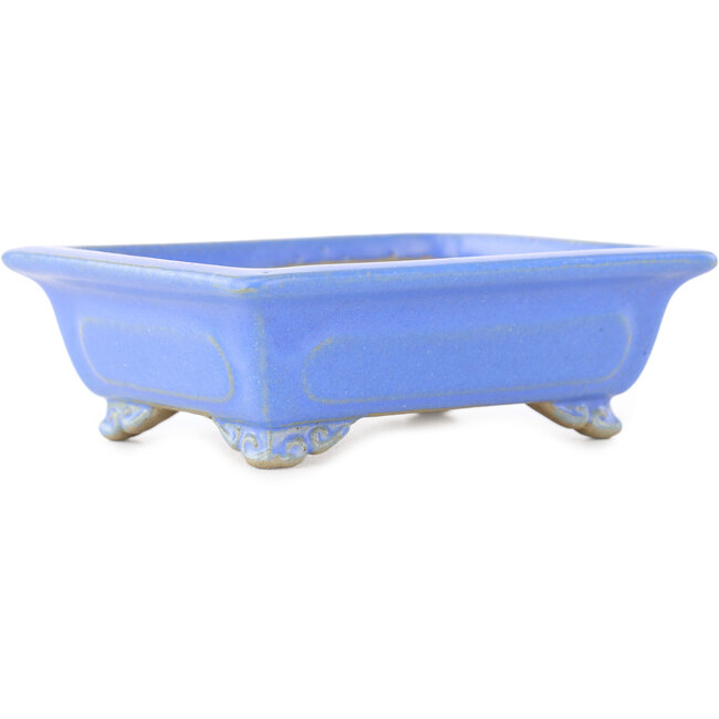 Rechthoekige blauwe bonsai pot van Shibakatsu - 132 x 107 x 42 mm