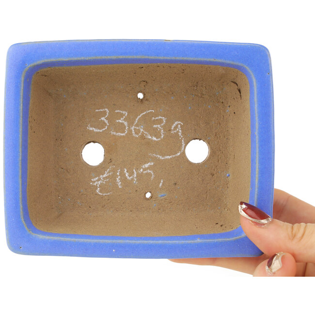 Maceta rectangular azul para bonsái de Shibakatsu - 132 x 107 x 42 mm