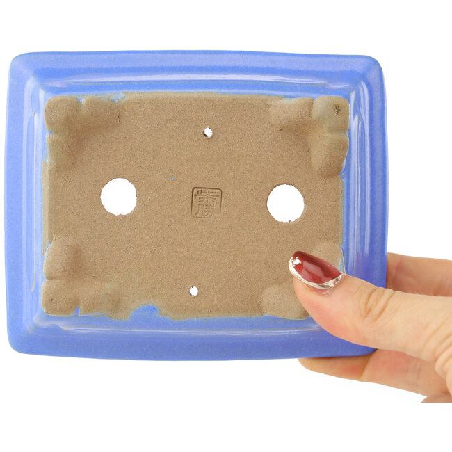 Maceta rectangular azul para bonsái de Shibakatsu - 132 x 107 x 42 mm