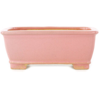  Shibakatsu (Katsuichi Shibata) Pot à bonsaï rectangulaire rose de 128 mm par Shibakatsu, Tokoname, Japon