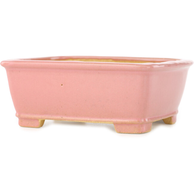 Rectangular pink bonsai pot by Shibakatsu - 128 x 100 x 50 mm