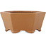 Hexagonal unglazed bonsai pot by Shibakatsu - 117 x 117 x 51 mm