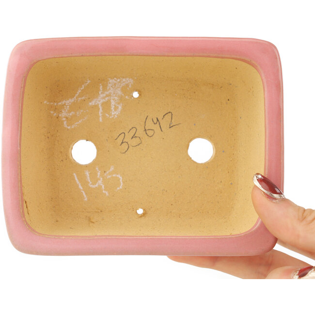 Rechthoekige roze bonsai pot van Shibakatsu - 128 x 100 x 50 mm