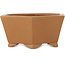Hexagonal unglazed bonsai pot by Shibakatsu - 117 x 117 x 51 mm