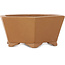 Hexagonal unglazed bonsai pot by Shibakatsu - 117 x 117 x 51 mm
