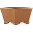 Hexagonal unglazed bonsai pot by Shibakatsu - 117 x 117 x 51 mm