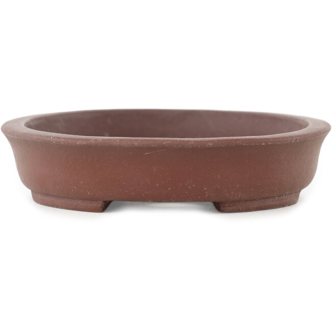 Ovaler unglasierter Bonsai-Topf von Shibakatsu - 128 x 105 x 25 mm