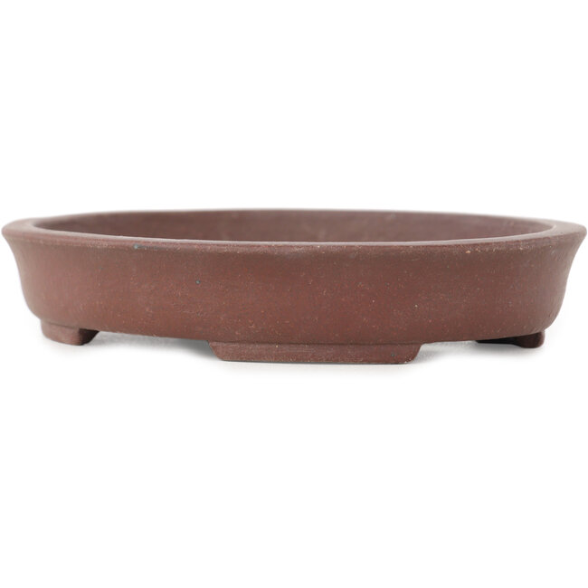 Oval unglazed bonsai pot by Shibakatsu - 128 x 105 x 25 mm