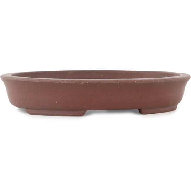 Oval unglazed bonsai pot by Shibakatsu - 128 x 105 x 25 mm