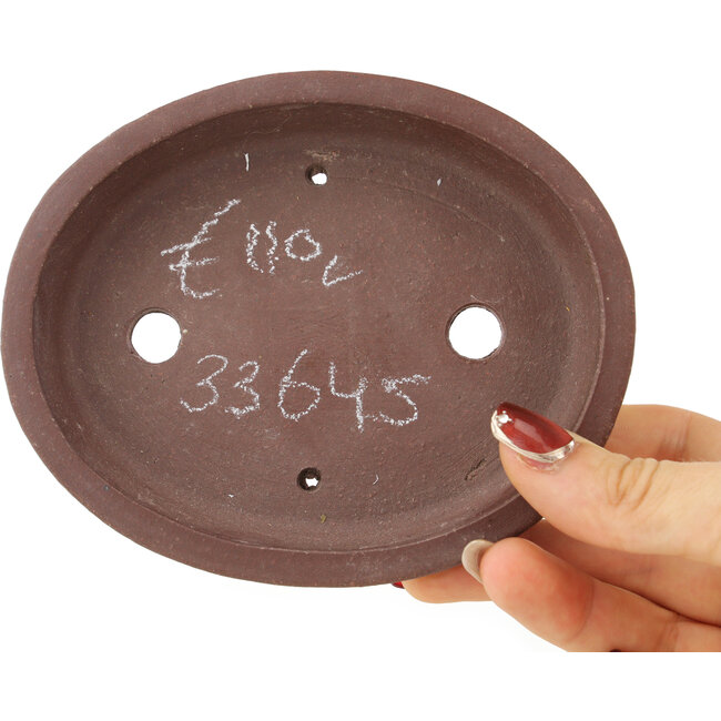 Ovale ongeglazuurde bonsaipot van Shibakatsu - 128 x 105 x 25 mm