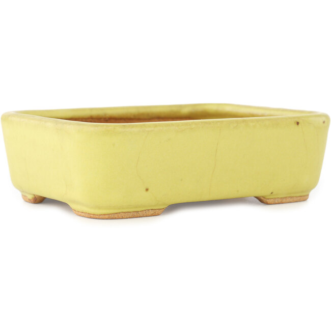 Rechthoekige gele bonsai pot van Hattori - 140 x 105 x 43 mm