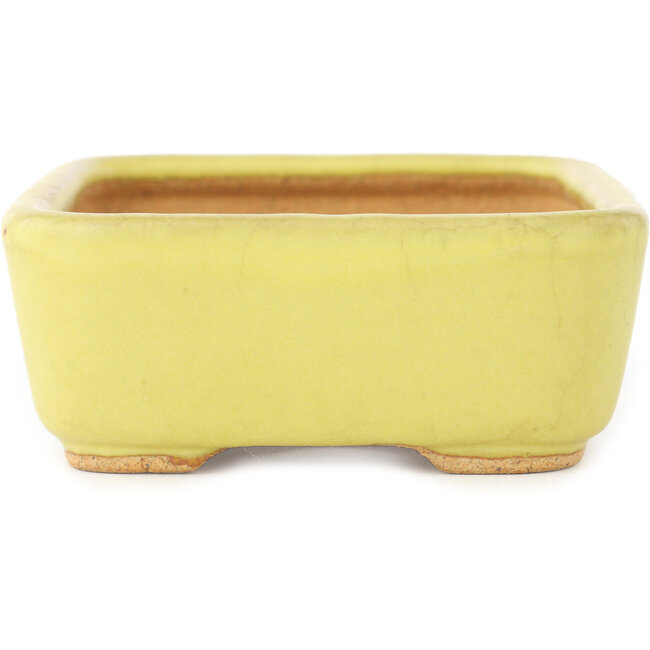 Vaso bonsai rettangolare giallo di Hattori - 140 x 105 x 43 mm