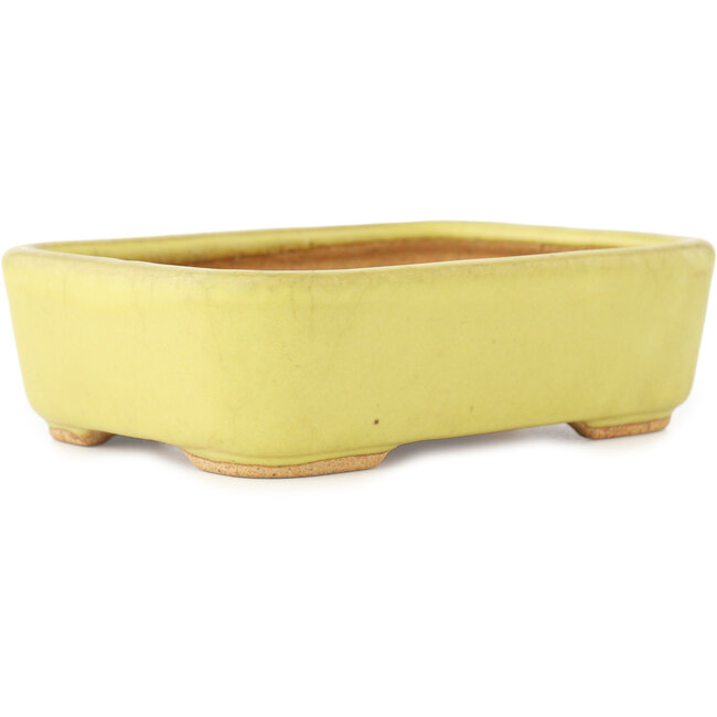 Vaso bonsai rettangolare giallo di Hattori - 140 x 105 x 43 mm