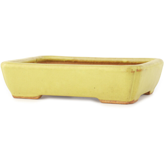 Vaso bonsai rettangolare giallo di Hattori - 155 x 117 x 38 mm