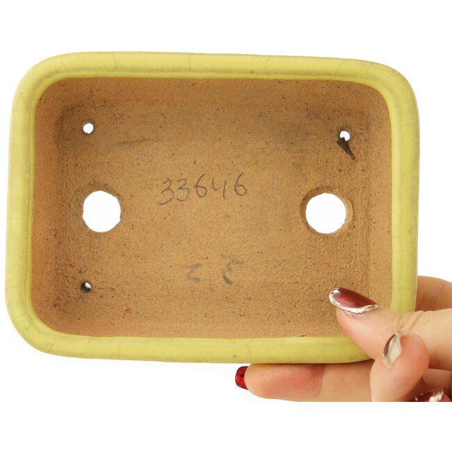 Maceta rectangular amarilla para bonsái de Hattori - 140 x 105 x 43 mm