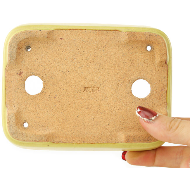 Maceta rectangular amarilla para bonsái de Hattori - 140 x 105 x 43 mm