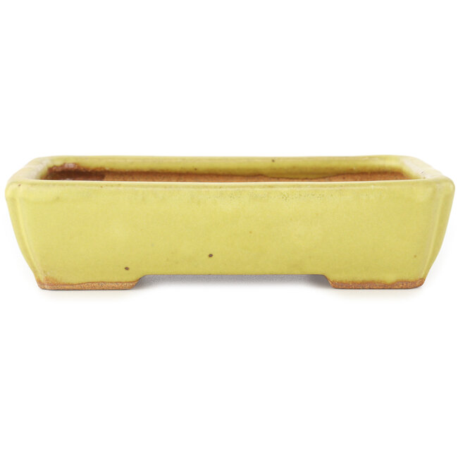 Rechthoekige gele bonsai pot van Hattori - 155 x 117 x 38 mm