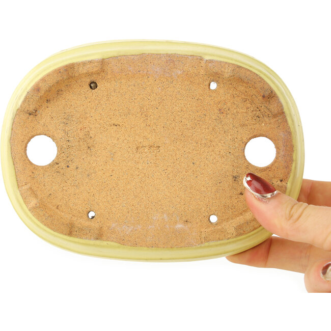 Maceta ovalada amarilla para bonsái de Hattori - 157 x 117 x 45 mm