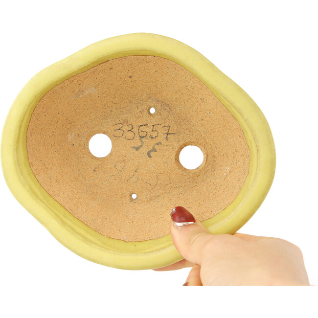 Pot à bonsaï Mokko jaune par Hattori - 163 x 140 x 48 mm