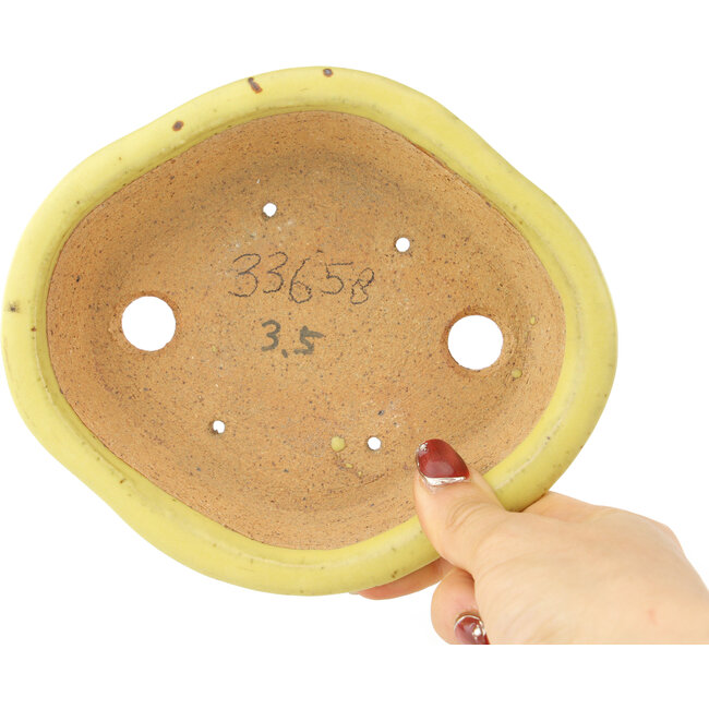 Mokko yellow bonsai pot by Hattori - 163 x 140 x 40 mm