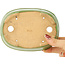 Pot à bonsaï ovale vert de Hattori - 157 x 115 x 37 mm