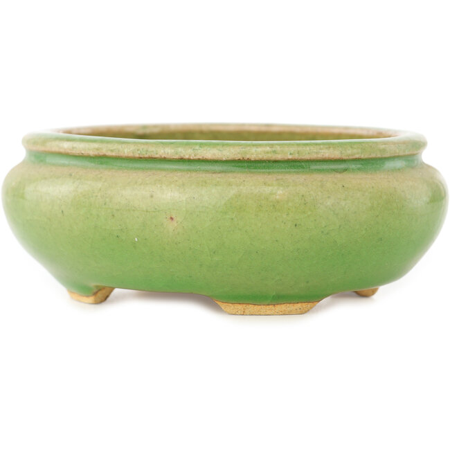 Vaso bonsai ovale verde di Hattori - 120 x 105 x 45 mm